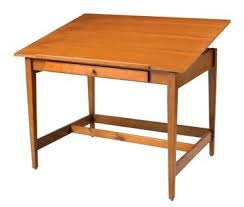 Wood Drafting Table With Pencil Ledge And Storage Drawer Wood Drafting Table Drafting Table Furniture