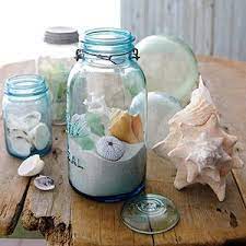 Decorative glass containers for shells. Bright Decorating Ideas For Winter Days Bright Decor Beach Decor Ball Glass Jars