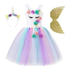 Sponsored Ebay Unicorn Tutu Dress For Girls 3d Flower Princess Party Costume With Headband And Princess Party Costume Girl Unicorn Costume Girls Party Dress