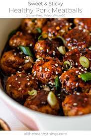 Sweet And Sticky Healthy Pork Meatballs Ground Pork Recipes Pork Recipes For Dinner Pork Meatballs