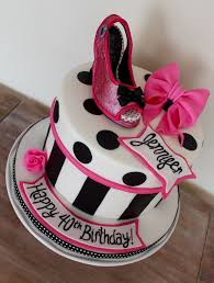 Black And White Birthday Cake For Girls High Heel Pink Black White With Bow Birthday Cake Shoe Box Funky Polka Dots And Stripes Birthday Cakes For Women Cakes For Women Polka Dot Cakes