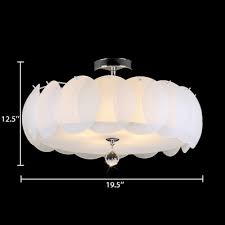 This is a beautiful ceiling pendant with circular discs that make up the lamp shade. 4 5 Lights Drum Semi Flush Mount Lighting Contemporary Style Milk Glass Ceiling Light With Clear Crystal Decoration Beautifulhalo Com