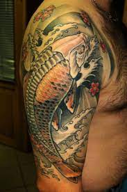 Black Gray And Orange Koi Fish Tattoo Andy Engel Ink Chill Koi Fish Tattoo Koi Dragon Tattoo Black Koi Fish