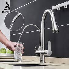 Learn how to replace your kitchen faucet on your own. Buy Wanfan Kitchen Sink Faucet With Pull Down Sprayer 2 Handle 3 In 1 Water Filter Purifier Faucets Brushed Nickel 0195sn Online In Indonesia B07mnjpqhf