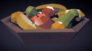 Low Poly Fruit Bowl By Mstreet Low Poly Fruit Bowl Poly