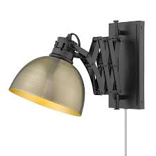 Golden Lighting Hawthorn 7 875 In W 1 Light Matte Black Industrial Wall Sconce In The Wall Sconces Department At Lowes Com