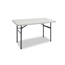 Wide board with large space to withstand a heavy load. Hdx 4 Ft Folding Table In White With Black Metal Frame The Home Depot Canada