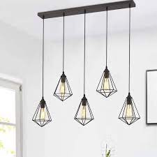 Emliviar 5 Light Industrial Cage Pendant Light Vintage Kitchen Island Light Ye1992 5 Orb Industrial Cage Pendant Light Hanging Lights Kitchen Pendant Light