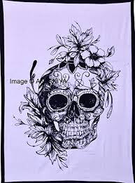 Sugar skulls are also referred to as calaveras. Sugar Skull With Flower Small Tapestry Poster 30x40 Inches Designer Wall Hanging Skull Tapestry Psychedelic Wall Art Cotton Sheet By Anjaniya Black Amp White Buy Online In Cayman Islands At Cayman Desertcart Com Productid