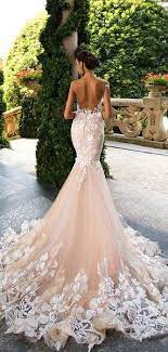 Blush Pink Lace Applique Backless Mermaid Wedding Dresses Ab1501 Backless Mermaid Wedding Dresses Blush Pink Wedding Dress Pink Wedding Dresses