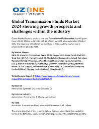 Global Transmission Fluids Market 2024 Showing Growth