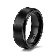 Brushed Tungsten Mens Wedding Bands Black Stepped Edge 6mm 8mm Mens Wedding Bands Tungsten Black Tungsten Rings Mens Wedding Bands Black