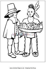 Print kids coloring pages for free and color online our kids coloring ! Pilgrim And Indian Colouring Page Thanksgiving Activities For Kids
