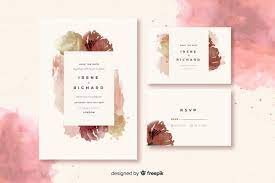 Watercolor Wedding Stationery Template Collection Free Vector Free Ve Watercolour Wedding Stationery Wedding Stationery Printable Wedding Invitations Vintage