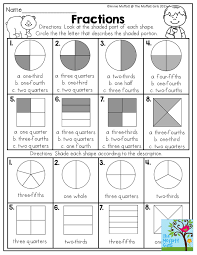 Kids will be able to easily review and practice their math skills. Fractions Look At The Shaded Part Of Each Shape And Circle The Correct Answer Fun Math Act Fractions Worksheets Math Fractions Worksheets 3rd Grade Fractions
