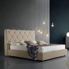 Cuscino della testa del letto del cotone 100. Letto Contenitore In Nabuk Puerto Testiera Con Imbottitura Capitonne Beige
