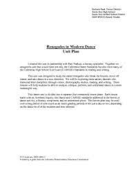 Renegades In Modern Dance 9th 12th Grade Lesson Plan Modern Dance Dance Dance Lessons