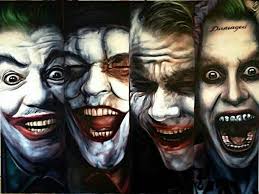 All The Four Actors In Their Roles Cesar Romero 1966 Jack Nicholson 1989 Heath Ledger 2008 Jared Leto 2016 Joker Comic Joker Art Joker