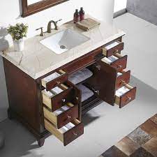 The bathroom is associated with the weekday morning rush, but it doesn't have to be. Eviva Elite Princeton 42 Teak Solid Wood Bathroom Vanity Set With Double Og Crema Marfil Marble Top Decors Us