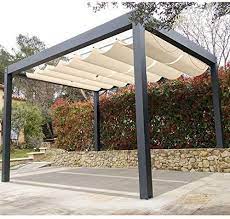 Amazon Com Coarbor Retractable Wave Shade Cover Replacement Pergola Shade Canopy Waterproof 7 Wx16 L Beige S In 2021 Pergola Shade Gazebo On Deck Pergola Shade Cover