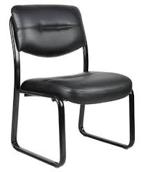 Boss Office Products Leather Sled Base Side Chair In Black Guest Chair Office Guest Chairs Reception Chair
