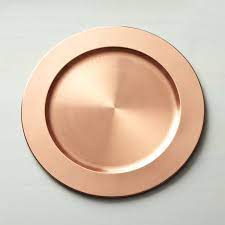 I like that the outer rim of the charger plates are hammered and the center is not, which allows the resting plate to sit securely on the charger. Copper Plated Charger Plate Reviews Crate And Barrel