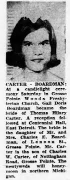 Gail Doris Boardman wed Thomas Hilary Carter