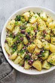 Mediterranean Potato Salad No Mayo Feelgoodfoodie Recipe Potato Side Dishes Recipes Refreshing Salad