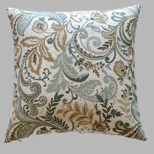 Teal Spa Blue Tan Brown Taupe Linen Throw Pillow Cushion Cover Decorative Floral Flower Dec Brown Cushion Covers Throw Pillows Living Room Floral Decor Pillows