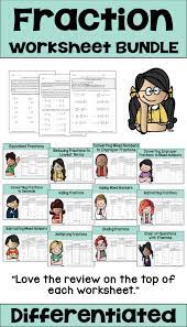 Fraction Worksheet Bundle With Printable And Digital Options Fractions Worksheets Fractions Improper Fractions