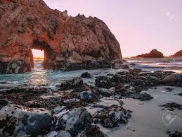 The scenery in big sur, california cannot be done justice by film or secondhand account. Panoramic View Of The Keyhole Arch Cliff At Pfeiffer Big Sur Stock Photo Picture And Royalty Free Image Image 105726457