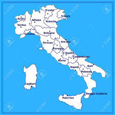 Die regionen (italienisch regioni, singular regione) sind die oberste ebene der gebietskörperschaften italiens nach dem staat. Karte Von Italien Mit Blauem Hintergrund Italien Karte Mit Italienischen Stadten Und Regionen Illustration Lizenzfreie Fotos Bilder Und Stock Fotografie Image 95563832
