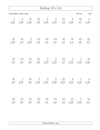 The 50 Vertical Adding Tens Questions A Math Worksheet From The Addition Worksheets Page At Math Dri Addition Worksheets Math Worksheets Free Math Worksheets