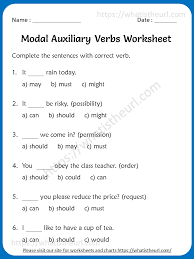 Modal Auxiliary Verbs Worksheet In 2020 Verb Worksheets Modal Auxiliaries Grammar Worksheets