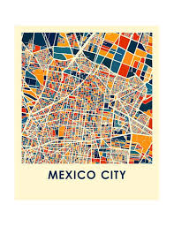 Mexico City Map Print Full Color Map Poster In 2021 Mexico City Map Map Poster City Map Art
