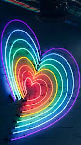 Rainbow Neon Hearts Sign Neon Light Wallpaper Cute Girl Wallpaper Neon