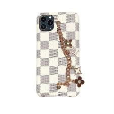 27 65 Chain Lv Leaf Leather Back Case For Iphone 11 Pro Max White Iphone Cases Case Iphone