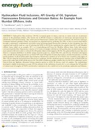 Hydrocarbon Fluid Inclusions Api Gravity Of Oil Signature