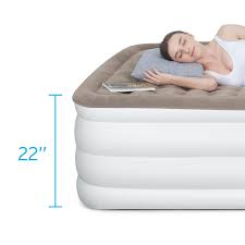 Etekcity Upgraded Air Mattress Blow Up Elevated Raised Bed Inflatable Airbed With Built In Electric Pump Height 22 Queen S Air Bed Air Mattress Raised Beds