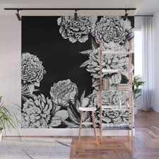 Bedroom Black And White Wall Mural With Our Wall Murals You Can Cover An Entire Wall With A Rad Design Just Line Up The Panels And Stick Them On They In 2020 Flower Mural Wall Murals Mural Wallpaper