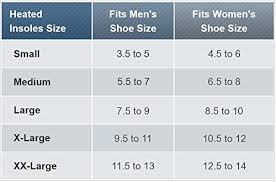 Thermacell Rechargeable Heated Insoles Shoe Size Chart