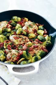 Easy Baked Chicken With Brussels Sprouts Boneless Skinless Chicken Thighs Fresh Parsley Easy Baked Chicken Healthy Chicken Recipes Chicken Brussel Sprouts