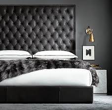 Adler Panel Diamond Tufted Leather Bed With Nailheads Leather Bed Bedding Master Bedroom Bed