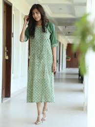 Green Hand Block Printed Monga Silk Dress The Loom With Images Fashion Costume Clothes Design Print Dress