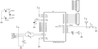 Microcontroller Tutorial Atmega32u2 Circuit With Values Circuit Board Microcontrollers Electronics Circuit