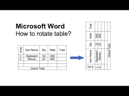 Rotate Table In Microsoft Word Youtube