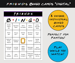 Bingo At Home App Friends Tv Show Bingo Set Of 8 Digital Printable Instant Download Print At Home Viewing Party Central Perk Bingo Cards Friends Tv Friends Tv Show Friend Bingo