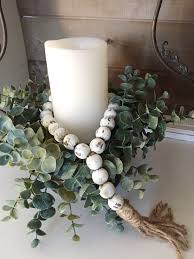 Farmhouse Beads Farmhouse Decor Home Decor Beads Woods Beads Chippy Farmhouse Beads Wood Bead Garland Beaded Garland Home Decor Accessories