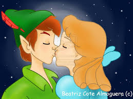 Wendy Peter Pan Peter Pan And Wendy Kiss By Beatrizcote Peter Pan Disney Peter Pan Disney Romance