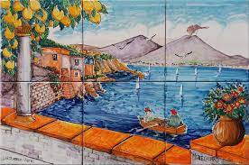 Get free shipping on qualified tile backsplashes or buy online pick up in store today in the flooring department. Napoli Marechiaro In Italy Landscape Tile Art Backsplash For Kitchen Backsplash Tiles Flooring And Wall